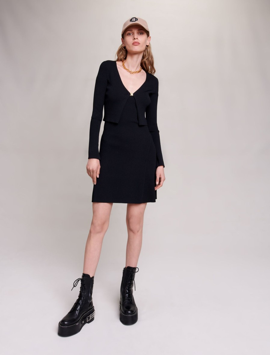 Maje Black Dresses | 2 In 1 Knit Dress