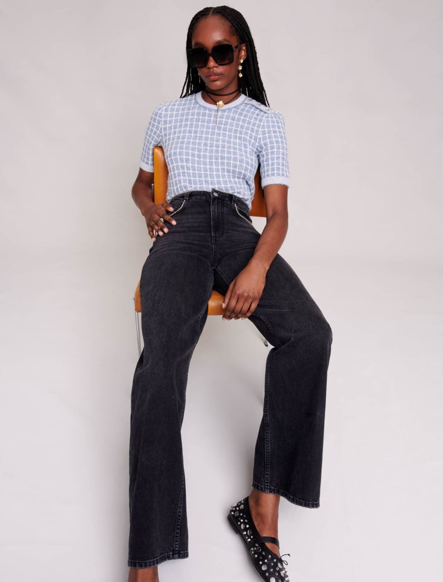 Maje Eco-Friendly Selection | Wide Leg Jeans With Rhinestones
