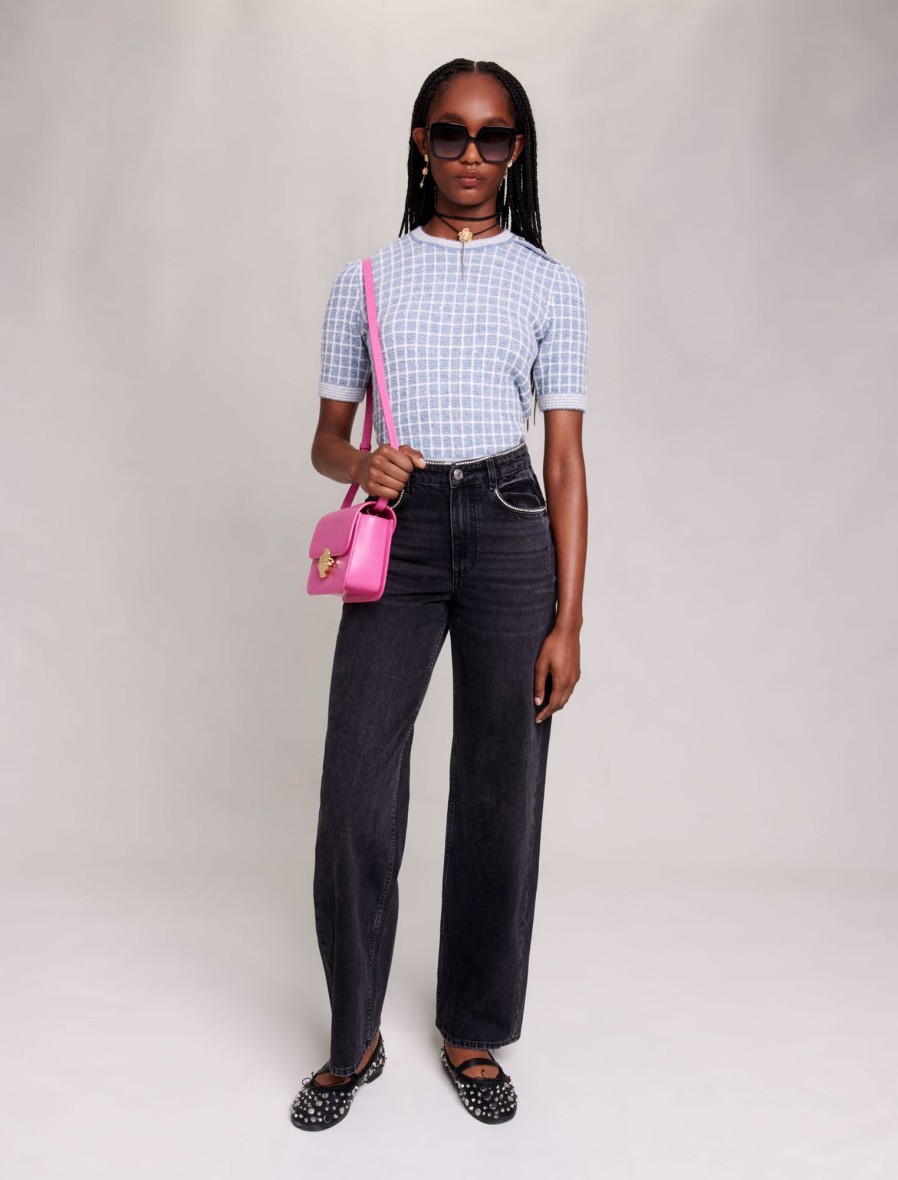 Maje Eco-Friendly Selection | Wide Leg Jeans With Rhinestones