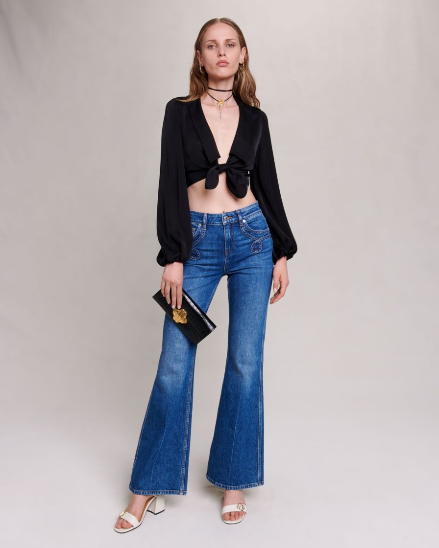 Maje Eco-Friendly Selection | Embroidered Flared Jeans