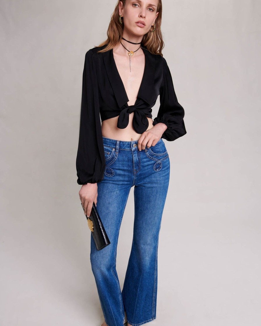 Maje Eco-Friendly Selection | Embroidered Flared Jeans