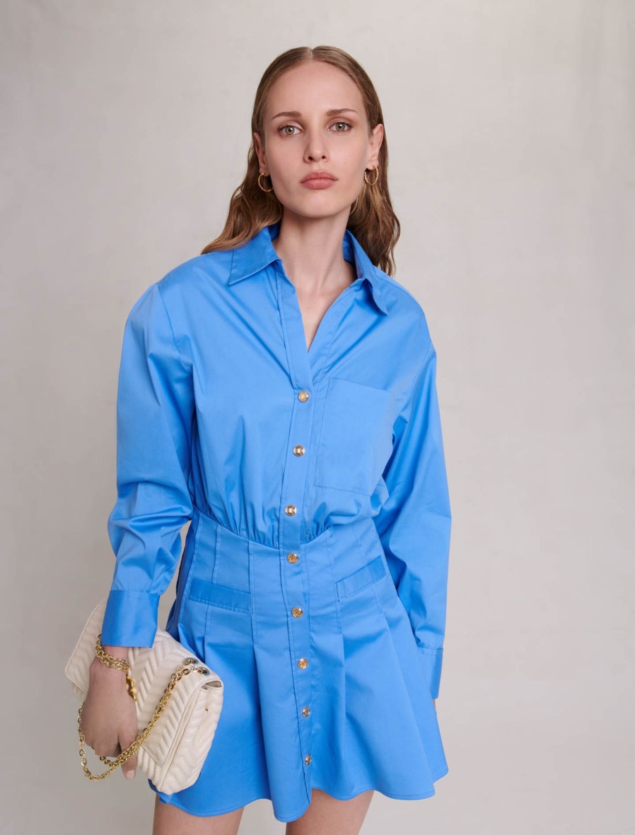 Maje Eco-Friendly Selection | Blue Short Shirt Dress