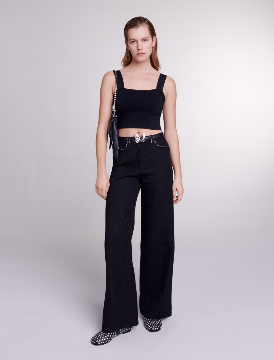 Maje Tweed | Wide Leg Tweed Trousers