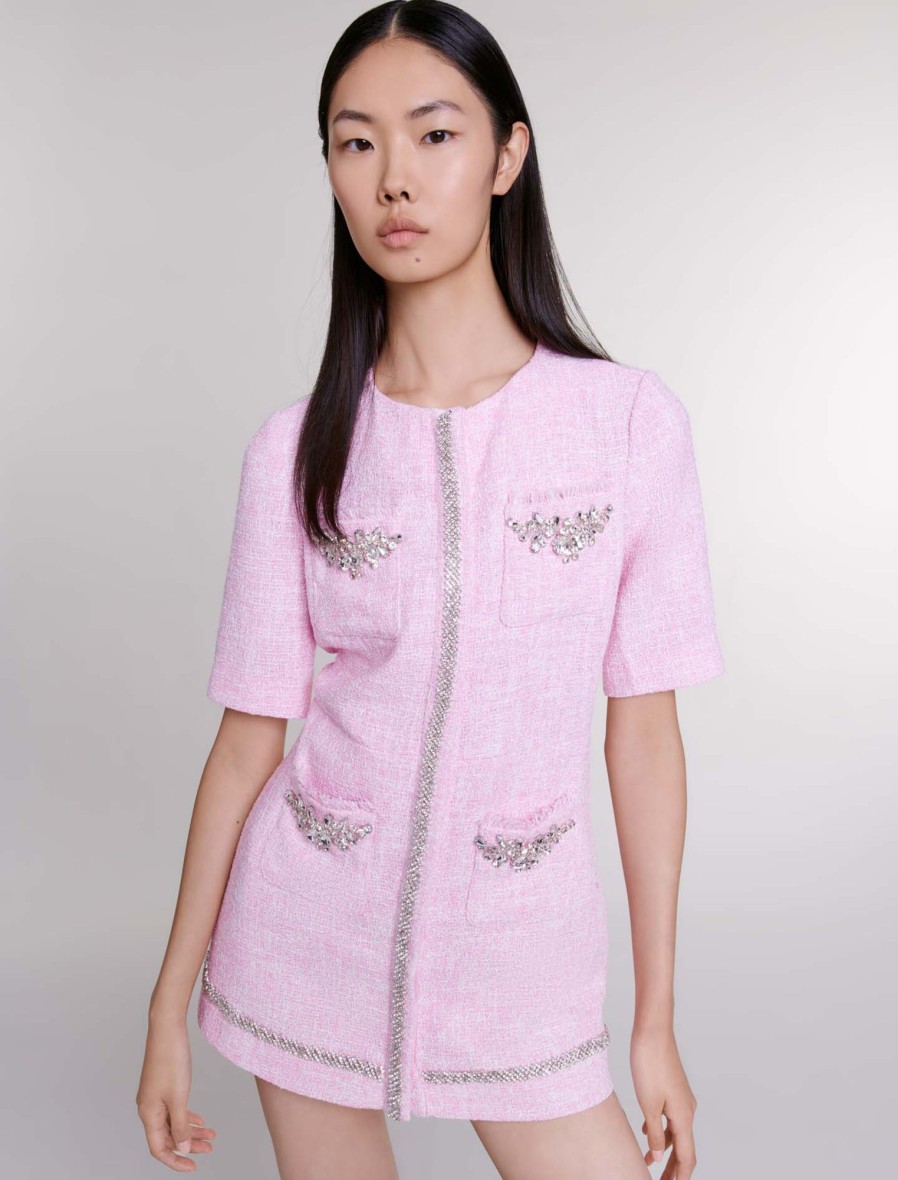 Maje Tweed | Tweed Playsuit With Rhinestones