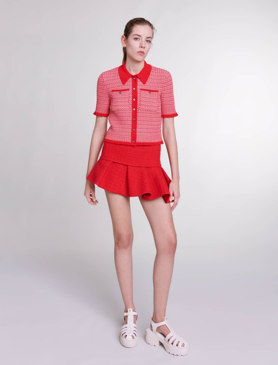 Maje Tweed | Asymmetrical Tweed Miniskirt