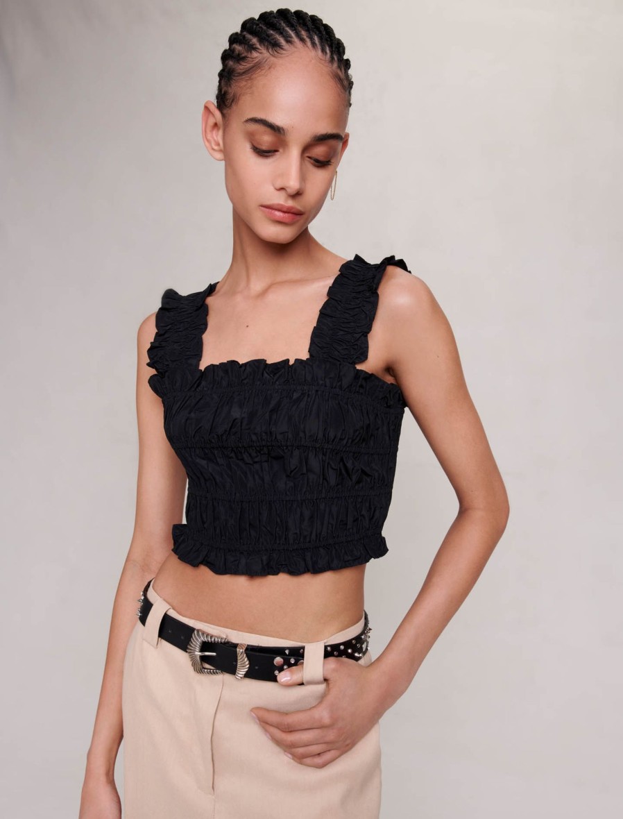 Maje Eco-Friendly Selection | Smocked Cropped Top