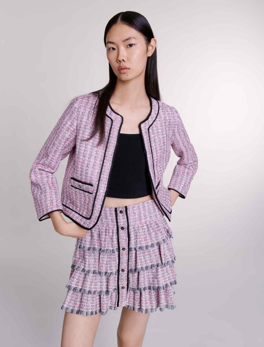 Maje Tweed | Pink Short Tweed Skirt