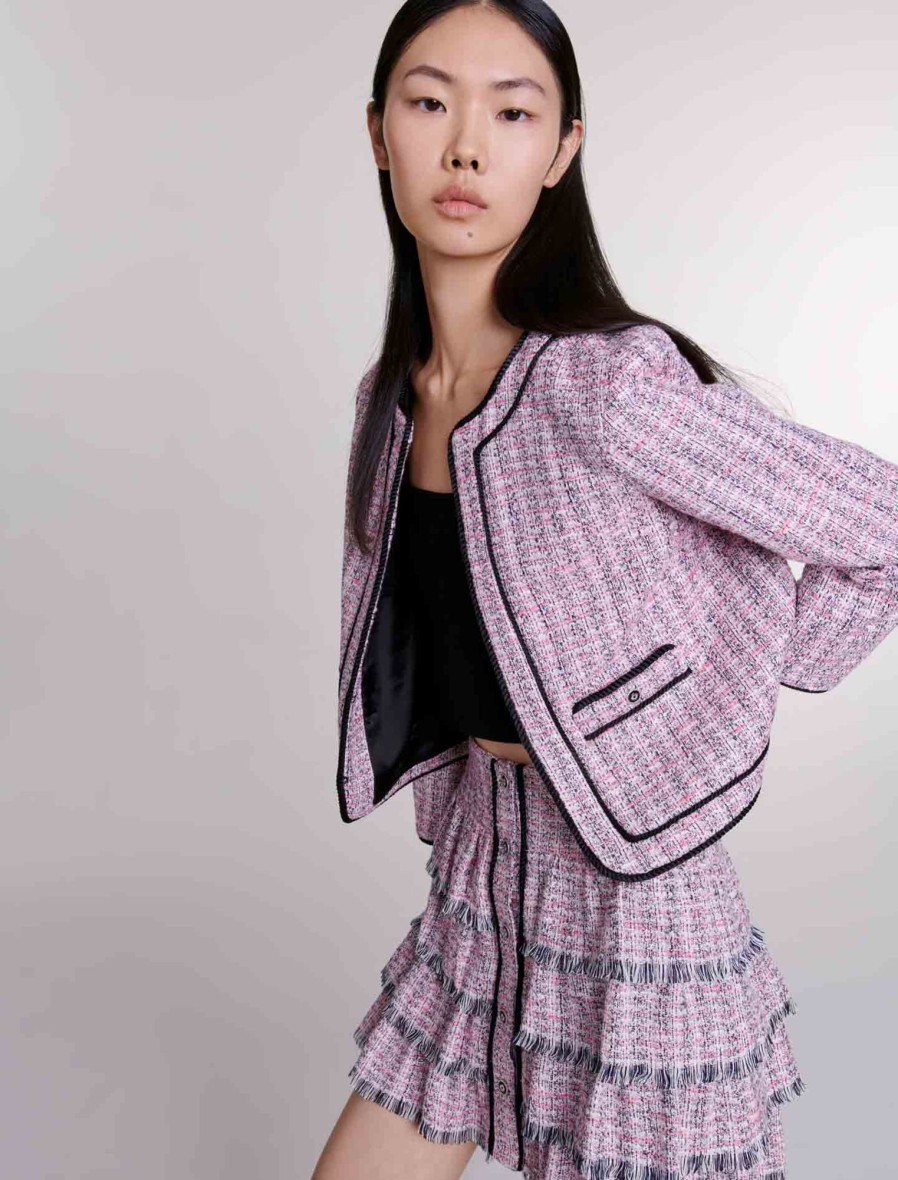 Maje Tweed | Pink Short Tweed Skirt