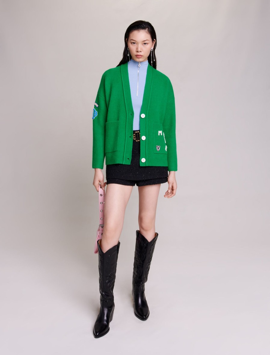Maje Eco-Friendly Selection | Varsity Style Knitted Cardigan