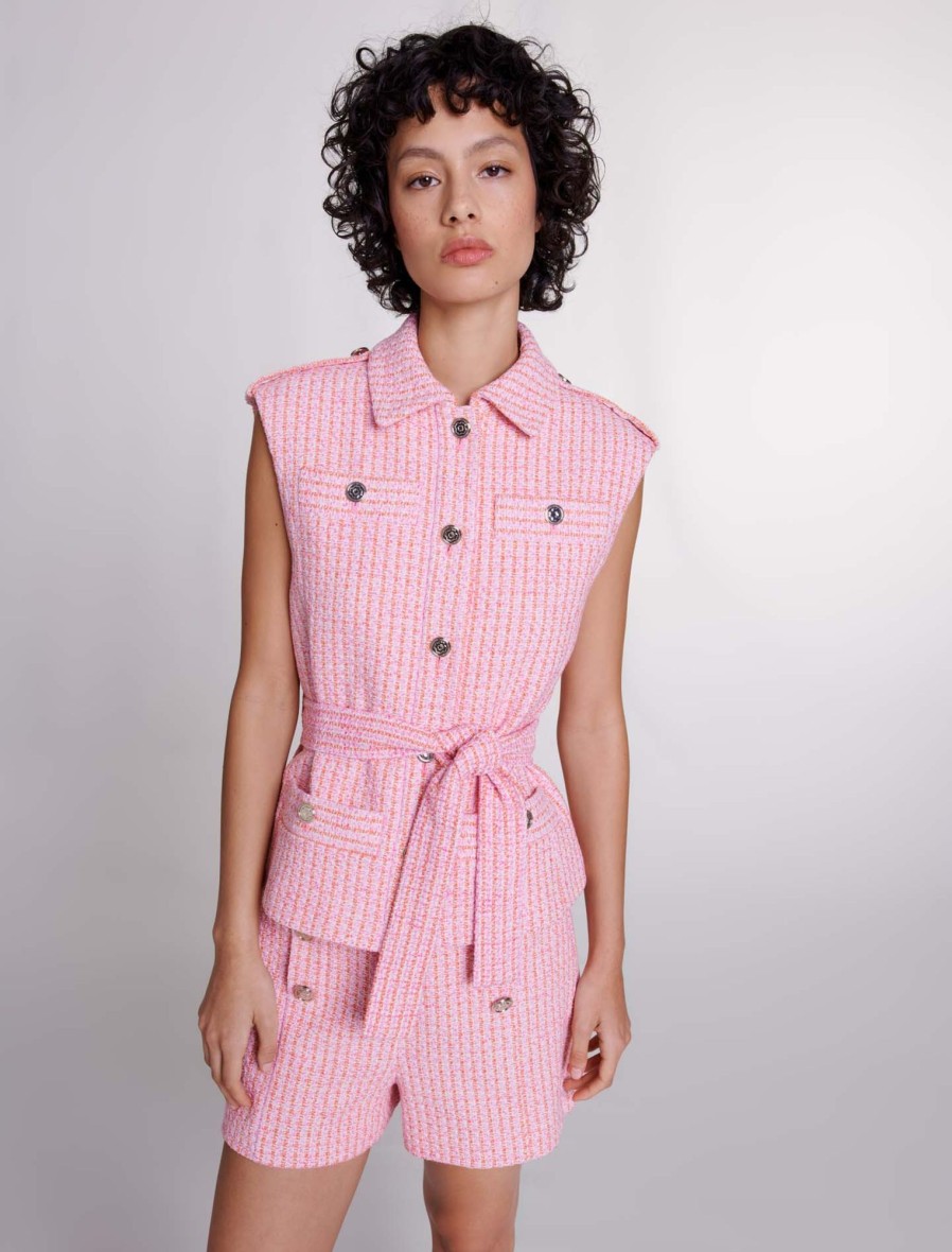 Maje Tweed | Sleeveless Tweed Jacket