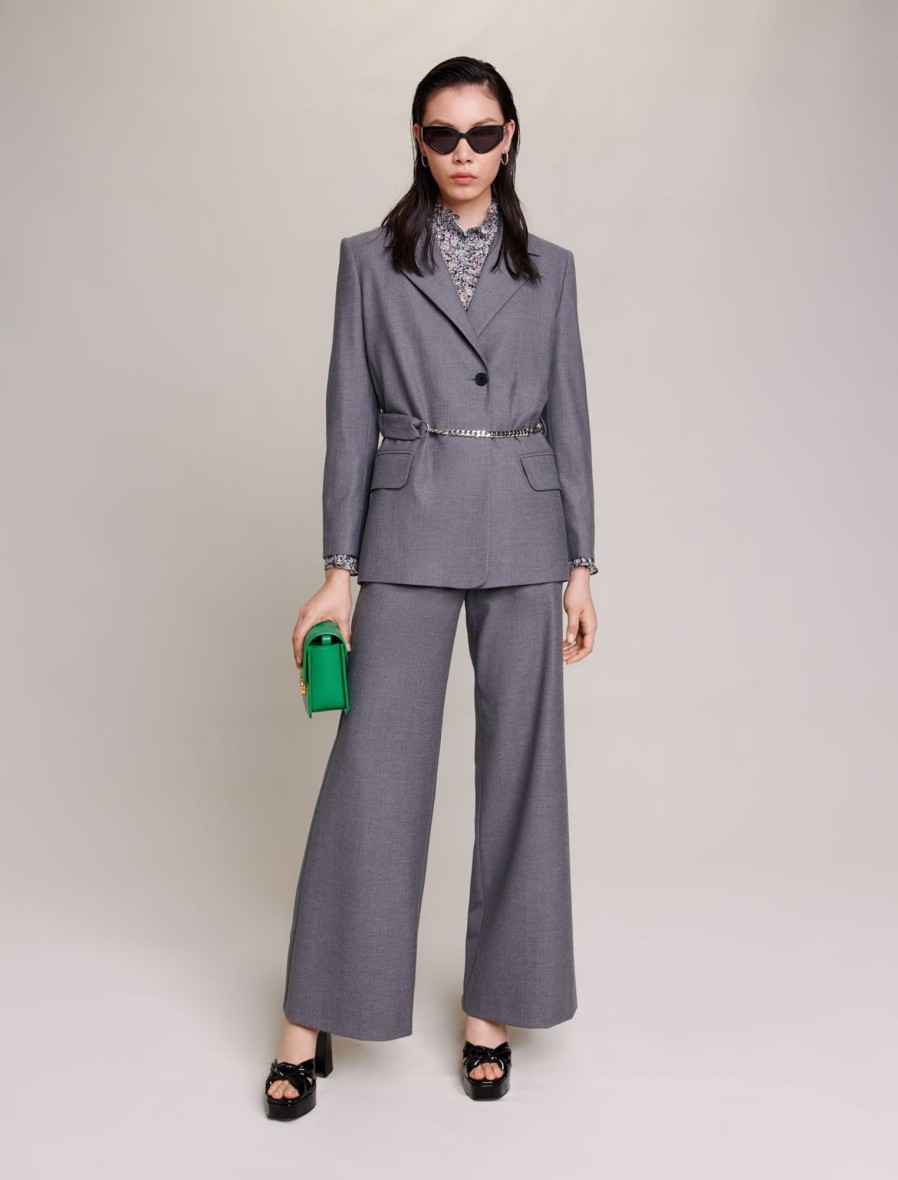 Maje Tweed | Suit Jacket With Chain Belt