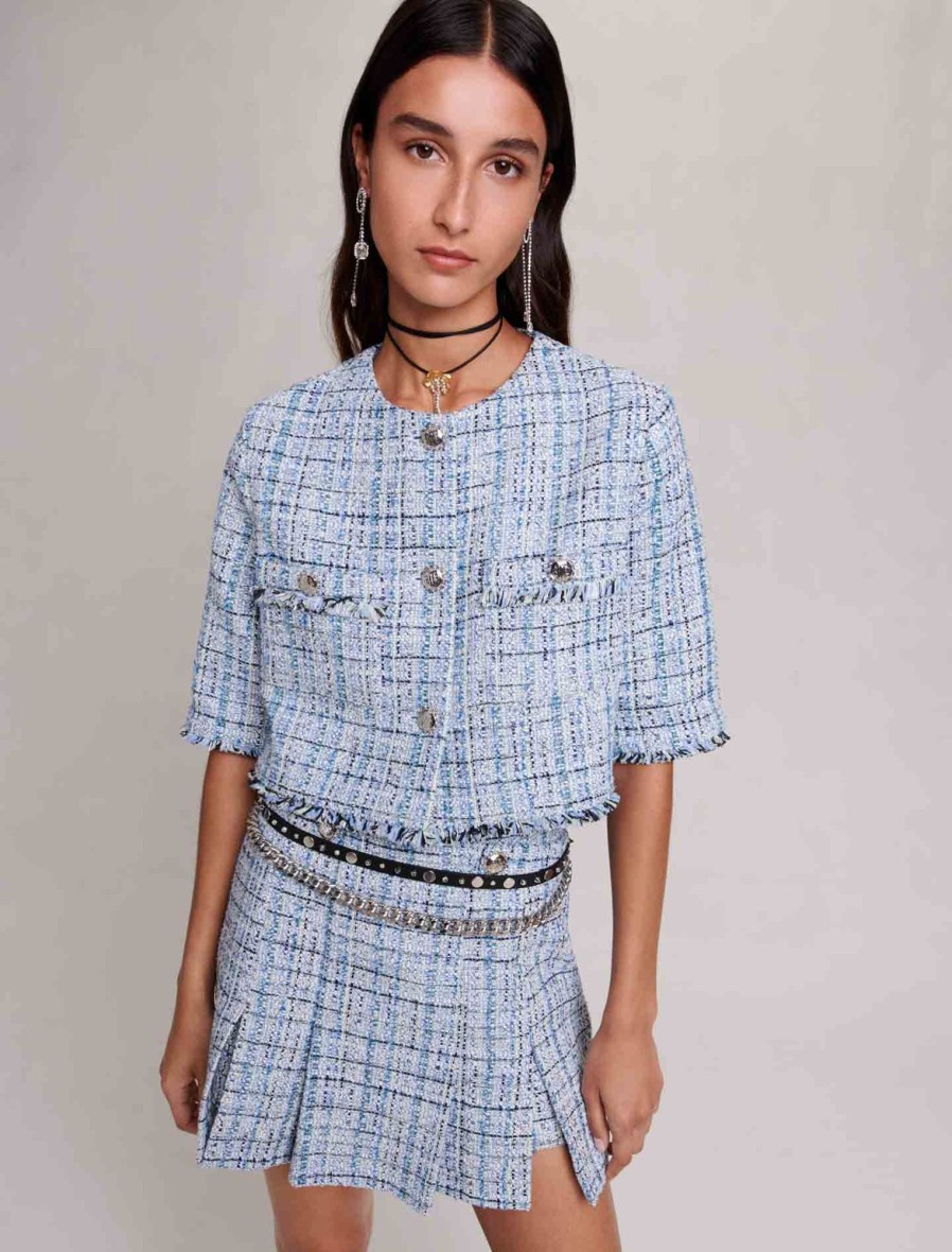 Maje Eco-Friendly Selection | Pleated Tweed Skirt