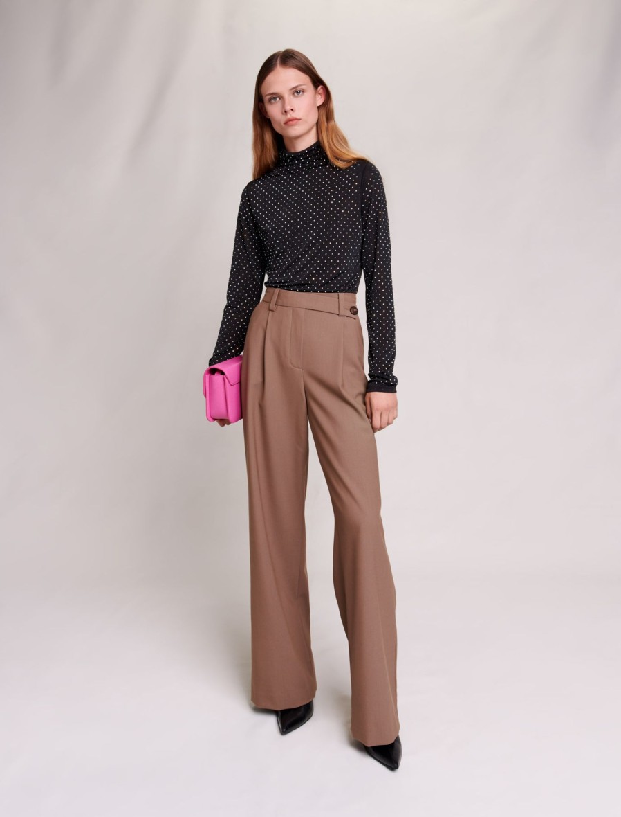 Maje Eco-Friendly Selection | Camel Wide Leg Trousers