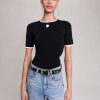 Maje Eco-Friendly Selection | Flared Denim Shorts With Rhinestones