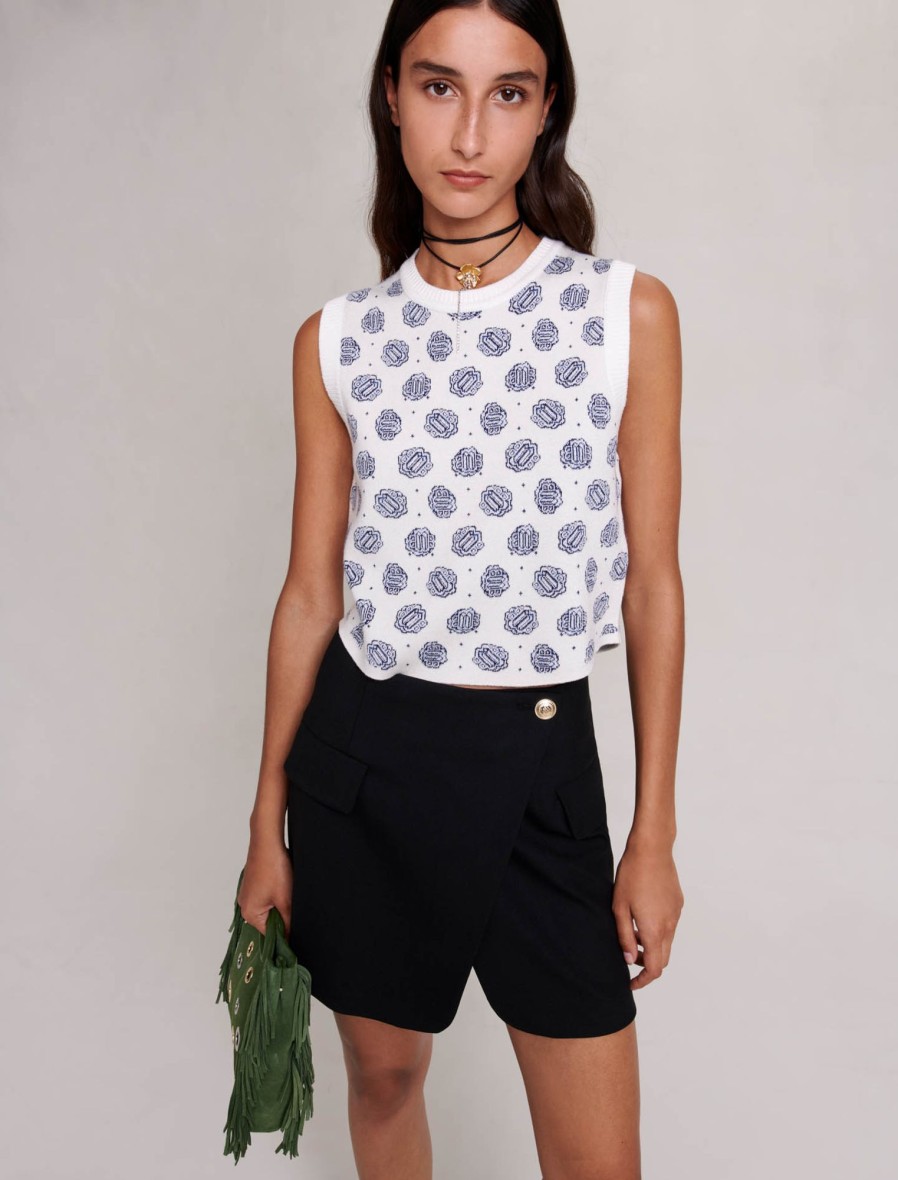Maje Eco-Friendly Selection | Cropped Monogram Print Pullover
