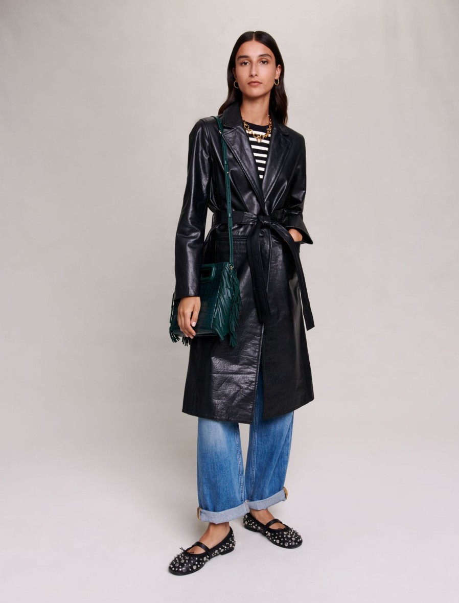 Maje Eco-Friendly Selection | Black Leather Trench