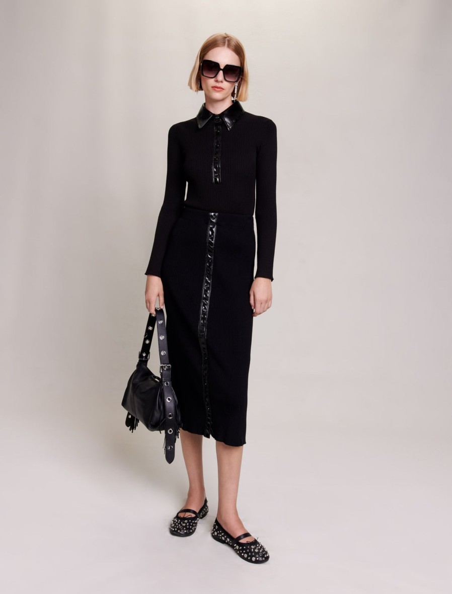 Maje Eco-Friendly Selection | Rib Knit Maxi Skirt