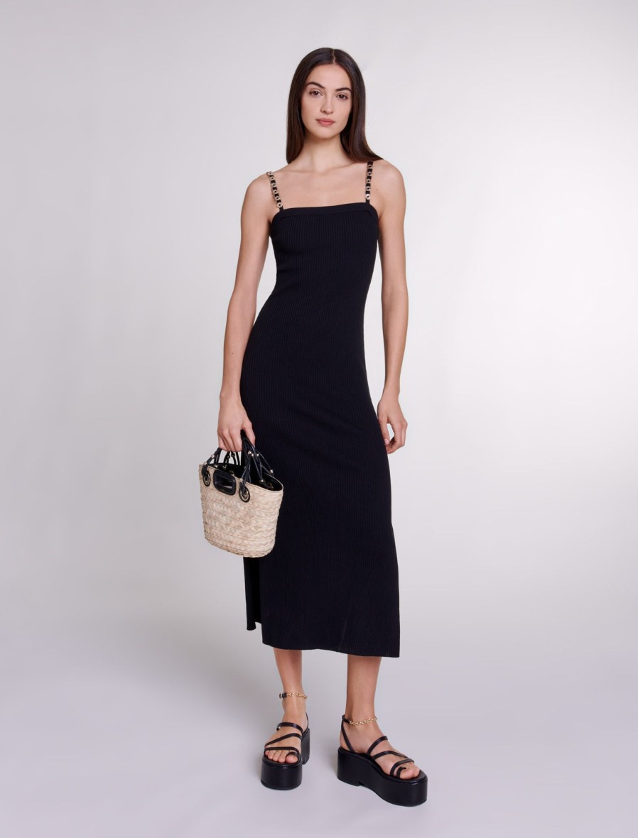 Maje Black Dresses | Knitted Maxi Dress